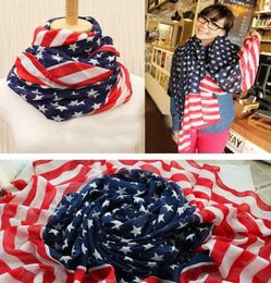 DHL Vintage USA American Flag Scarf 15070cm Patriotic Stars and Stripes US flag Scarves Men Women Pentagram Chiffon Wraps6352830