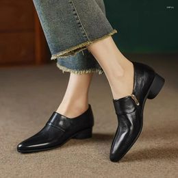 Dress Shoes Elegant Women High Heels Brand Pointed Toe Ankle Spring Designer 2024 Office Walking Chunky Pumps
