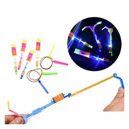 Led Flying Toys Slings Toy Amazing Arrow Helicopter Rubber Band Power Copters Kids Led Flying 100% Brand New And High Quality Drop Del Dho2T