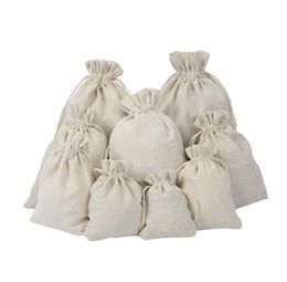 Canvas Drawstring Pouches Jewellery Bags 100 Natural Cotton Laundry Favour Holder Fashion Bag3982850
