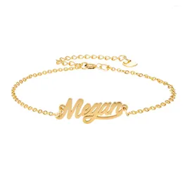 Link Bracelets Megan Name Bracelet Women Girl Jewellery Stainless Steel Gold Plated Nameplate Pendant Femme Mother Girlfriend Gift