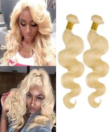 Brazilian Peruvian Indian Malaysian Mongolian Human Hair Extensions 1030inch 2 Bundles 613Blonde Body Wave Virgin Hair Wefts 6131062909