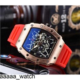 RicharMill Watch Luxury Flowers Watches Skeleton Mens Montre Homme Rubber Silicone Band Quartz Man Fashion Waterproof Sports Luxury Men Wristwatc Swiss ZF Factory