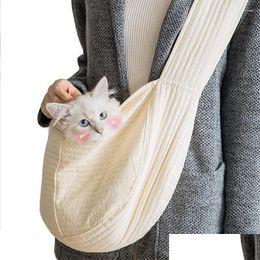 Dog Carrier Pet Cat Sling Bag Small Puppy Carrying Hands Lightweight Shoder For Pets Up To 20Lb Drop Delivery Dhose