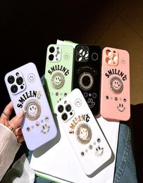 Colourful Face Diamond Ring Phone Cases For Iphone 14 Pro Max 13 12 11 Pro Max X XS XR Kickstand Hybrid Hard PC TPU Glitter Shockproof Covers6095841