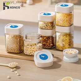 Food Jars Canisters 500/1000ml Glass Sealed Jar with Lids Food Storage Tank For Pantry Noodles Flour Cereal Rice Sugar Tea Coffee Beans L240308