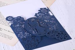 Romantic Laser Cut Wedding Invitation Card Groom Bride Carved Pattern Hollow Out Banquet Party Supplyno inner8141367