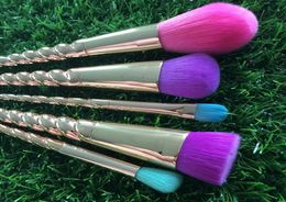 makeup brushes sets cosmetics brush 5 bright Colour rose gold Spiral shank makeup unicorn screw tools 5pcsset8992114