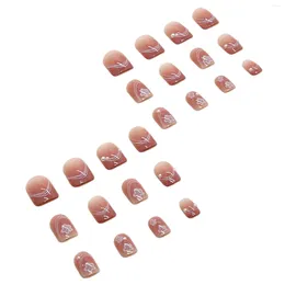 False Nails Pink Medium Square Fake Glamorous And Eye-Catching Look For Hand Decoration Nail Art