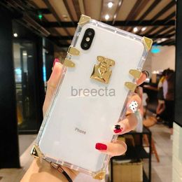 Cell Phone Cases Cases For 15 13 12 7plus X Bling Metal Clear Crystal Cover for iPhone 14 Pro Max 11 Case 240304