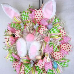 Decorative Flowers 2024 Easter Wreath Cute Welcome Sign Attachment Colourful Door Wall Ornaments Spring Decoration