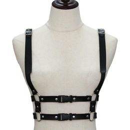 Belts Handmade Leather Body Harness Women Punk Goth Adjustable Chest Lingerie Gothic Garter Belt Crop Top232o