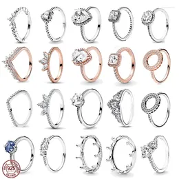 Cluster Rings Charm Ring 925 Sterling Silver Droplet Meteor Heart Shiny Women's Engagement Birthday Gift Zircon Jewelry