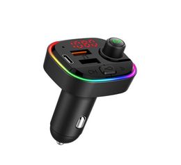 C13 C14 C15 C12 FM Transmitter Wireless Bluetooth 50 Hands Car MP3 Kit Modulator Dual USB typec PD Charger RGB light3056194