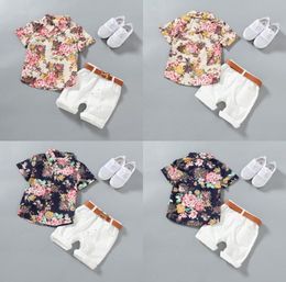 Baby Boys Floral Shirts Short Sleeve Cotton Short Pants 2pcs Clothing Set Kids Gentleman Outfits Summer Casual Clothes7096102