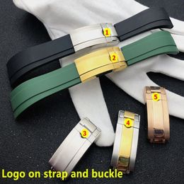 Soft 20mm Black Green silicone Rubber Watchband watch band For Role strap For GMT OYSTERFLEX Bracelet logo on311L218M