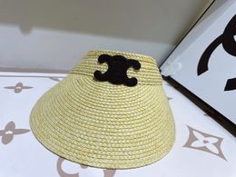 Designer grass woven baseball cap for ladies Beanie cap adjustable empty top visor for men
