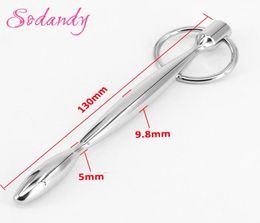 SODANDY Urethral Sounding Stainless Steel Penis Plug Metal Male Urethral Stretcher Dilator Sex Toys For Men Solid Rod4529104