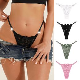 Sexy Lace Flower Translucent Thongs Panties Women's Low rise Bowknot Intimate Underwear Pants G-String Briefs Underpants