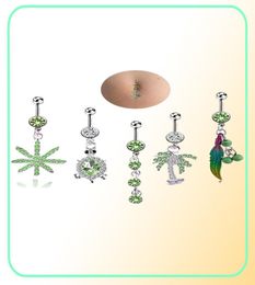 Leaves tortoise feather tree zircon belly rings sexy piercing belly button rings body Jewellery for women3543809