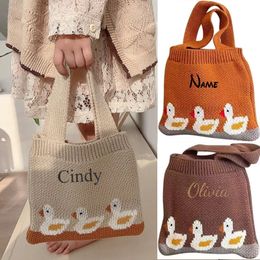 Personalised Name Children Handbags Sweet Casual Purse Wallets Storage Bags Kids Coin Purse Gifts for Girls Storage Case Knitted 240229