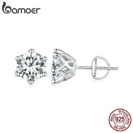 Stud Earrings D Colour Brilliant Round Cut Lab Created Diamond 925 Silver Earrings Gold Plated for Women 240227