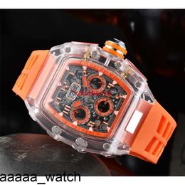 RicharMill Watches Hot Fashion Luxury Style Sport Quartz Business Transparent Silicone Watch Man Calendar Wristwatch Date Models Brand De Swiss ZF Factory