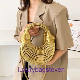 Bottgs's Vents's Jodie designer tote bags on sale Rope bag simple female knitting gold silver pull bread 2024 spring new single shoulder messe With Real logo