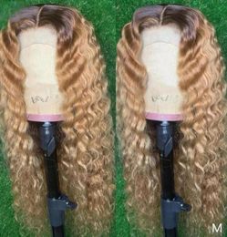 India 13x4 Lace Front Human Hair Wigs With Baby Hair Silk Top Ombre Light Blonde Full Lace Wig Remy Deep Wave 360 Wigs Headband3466514874