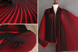 Reddish Black Ruffled Pleated Chiffon Fabric Solid For Dress Clothes Materialsby the Metre T2008104519401