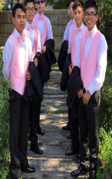 2021 Modest Pink Boy039s Formal Wear Little Boys Slim Fit Men039s Suit Vest Vest Bow Prom Party Wedding Waistcoat Dress 1636904