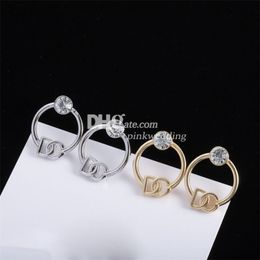 Hollow Out Hoop Stud Earring Luxury Vintage Earring Shiny Diamonds Earrings Valentine Gift With Box