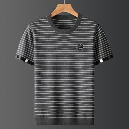 Mens Tshirts Summer t Shirts Designer Tees Casual Man Womens Loose with Letters Print Short Sleeves Knitted Stripe Men Shirt Pullover Tops Asian Size L5