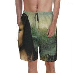 Men039s Shorts Mona Lisa Holding A Cat Crazy Board Dreamer 23 Ke Black Pattern Beach Short Pants Men39s Customs Plus Size Tr7099069