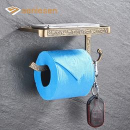 Senlesen Bathroom Toilet Paper Holder Mobile Phone Zinc Alloy Shelf Towel Rack Tissue Box 240304