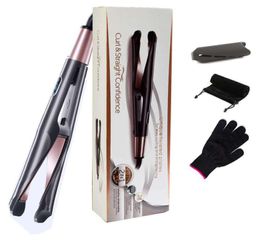 New Unique plate spiral joint panel 2 in 1 curler and straightener LCD styling salon tool4330938