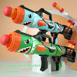 Gun Toys 69cm Shark Rocket Launcher Air Soft Bullet Toy Gun Plastic Can Launch Bullets Long Range Shooting Toy For Kids Outdoor GamesL2403