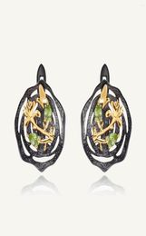 Stud Earrings GEM39S BALLET Natural Peridot Statement For Women Jewellery 18k Gold 925 Silver Two Tone Handmade Flower8137775