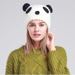 Berets BomHCS Novelty Cute Panda Beanies Winter Beanie Handmade Knitted Hats For Women Caps