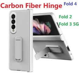 Carbon Fibre Hinge Cases For Samsung Galaxy Z Fold 4 Fold 2 Fold 3 5G Case Stand Glass Film Screen Protector Hard Cover7371196