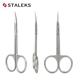 STALEKS Nail Scissors High Quality Stainless Steel Eyebrow Scissors Profession Elbow Scissor Trim Nose Hair Makeup Tools SS-10-3 240305