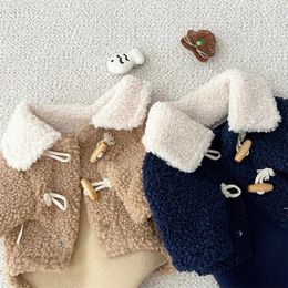 Dog Apparel Thick Fleece Pet Clothes Warm Winter Small Medium York Coat Horn Button Year Supplies Windproof Kitten Jacket