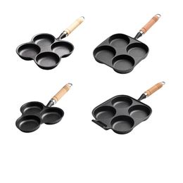 4 Hole Frying Pot Pan Thicken Non-stick Egg Pancake Steak Cooking Egg Ham Pans Dual Purpose Cookware Tools