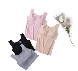 Camisoles Tanks MLXL Size Tank Top Bra Wireless Padded Lingerie Push Up Seamless Ice Silk Vest Crop Tee Camisole Sleep Cami 206593780