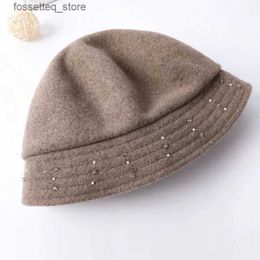 Wide Brim Hats Bucket Hats New Autumn and Winter % Sheep Wool Fashion All-in-one Women Modified Face She Slimming Wool Basin Hat and Fisherman Hat L240305