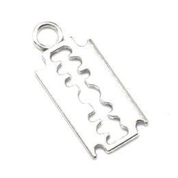 100pcs lot Alloy Silver Color Razor Blade Charms Bracelet Choker Necklace Pendant Charms For Jewelry Making Handmade Craft 24 11mm261w