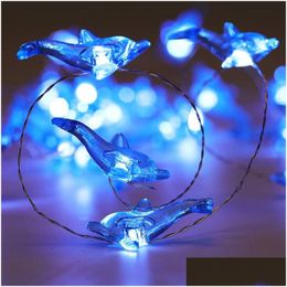 Led Strings Christmas Halloween Decorative Dolphin String Lights 40 Led Weatherproof 8Mode Indoor And Outdoor Remote Control Copper Wi Dhk8C