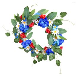 Decorative Flowers Artificial Small Daisy Wreath Flower Garland Silk Cloth Front Door Hanging Decor