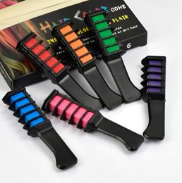 Disposable Pro Hair Colours Personal Use Hair Chalk Colour Comb Dye Kits Temporary Party Cosplay 6 Colours Salon Hairs Dyeing Tool 074549850