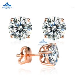 100% Real Hpht Lab Grown Diamond Earring 10k 14k 18k Solid Gold Created Round Cut Earrings Stud for Women 1ct